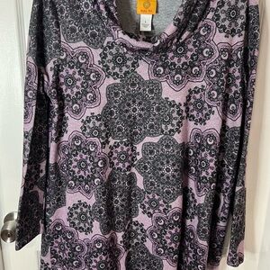 Women's Patterned Top - Black and Purple